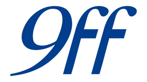 Логотип 9ff примерно 2001–2021 годов: синяя курсивная надпись 9ff
