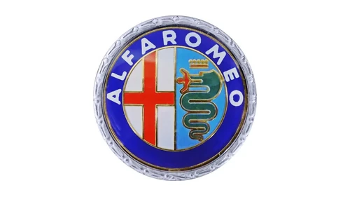 Логотип Alfa Romeo 1972–1982 годов без слова MILANO, с надписью ALFA ROMEO по верху гладкого синего кольца