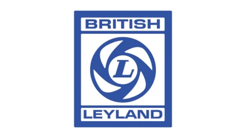 Эмблема British Leyland 1968 года с маховиком — британский предшественник логотипа Ashok Leyland, надпись BRITISH сверху и LEYLAND снизу