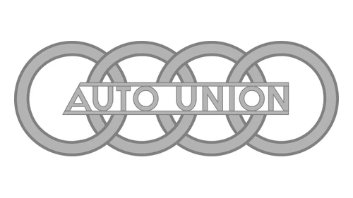 Логотип Auto Union около 1932–1948 годов: четыре серых кольца с надписью AUTO UNION