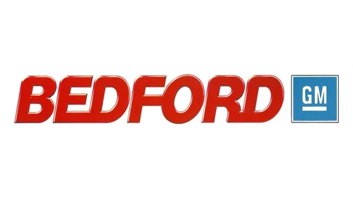 Логотип Bedford 1980-х–1990 годов: красная надпись с квадратом GM