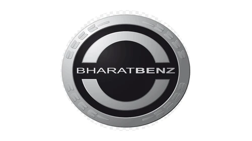 Логотип BharatBenz с 2012 года: круглый серебристо-чёрный значок BHARATBENZ