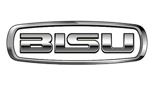 Логотип Bisu с 2015 до примерно 2020 года: хромированная надпись BISU в овальной рамке