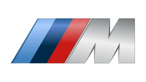 Логотип BMW M с металлической буквой M и полосами с градиентом: объёмный вариант, который использовали до 2020 года