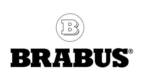 Логотип Brabus: эмблема с буквой B в круге над надписью BRABUS, чёрный на белом