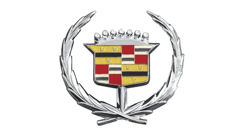 Старый логотип Cadillac: герб с короной в серебряном лавровом венке
