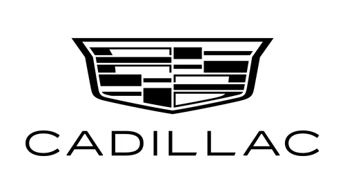 Нынешний логотип Cadillac: монохромный герб над надписью CADILLAC заглавными буквами с широкими пробелами