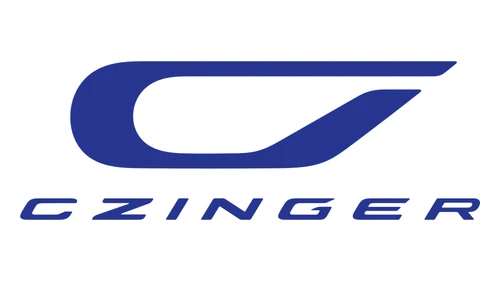 Логотип Czinger с 2019 года по настоящее время: синий знак C с курсивной надписью