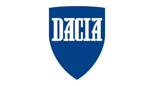 Логотип Dacia 1997–2003 годов: синий щит с надписью DACIA