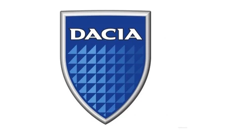 Логотип Dacia около 2003–2008 годов: синий щит с узором из пирамид