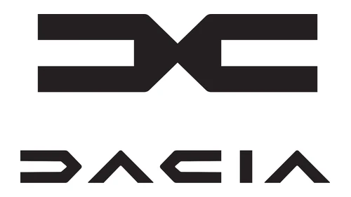 Логотип Dacia с 2021 года: чёрная эмблема из букв D и C