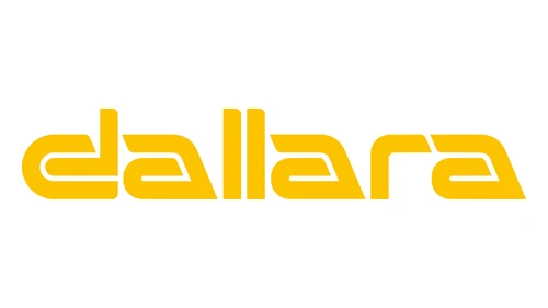 Логотип Dallara с 1972 года по настоящее время: жёлтая надпись строчными буквами