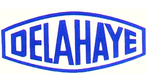 Логотип Delahaye 1939 года: синий шестиугольник с надписью DELAHAYE