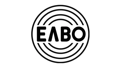Логотип ELVO с 2012 года по настоящее время: чёрная эмблема с кольцами и греческими буквами ΕΛΒΟ