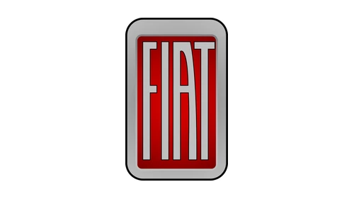 Значок Fiat 1931 года: высокие серебристые буквы FIAT на красном прямоугольнике в хромированной рамке