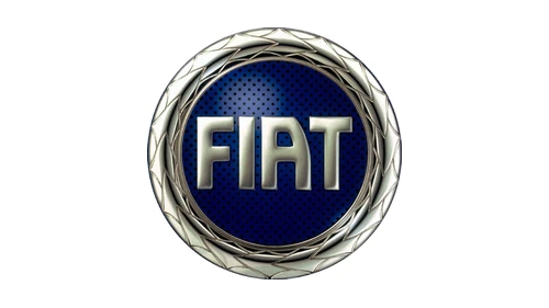 Юбилейный логотип Fiat 1999 года: синий круг с серебристым лавровым кольцом и надписью с погнутой A