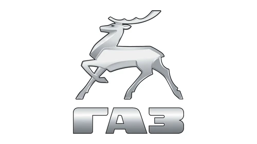 Логотип ГАЗ с 2015 года: серебристый олень и надпись ГАЗ