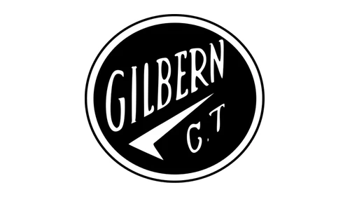 Логотип Gilbern 1959–1973 годов: чёрный овальный значок с надписью GILBERN и буквами G.T.