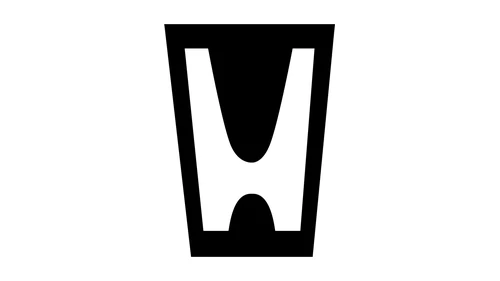 Старая эмблема Honda 1969 года: высокая белая H на чёрном фоне, без надписи