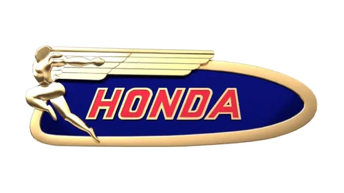 Логотип Honda Motor 1948 года: синий значок с крылатой женской фигурой