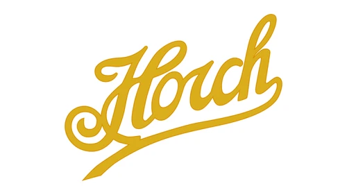 Логотип Horch 1904–1924 годов: золотая рукописная надпись Horch