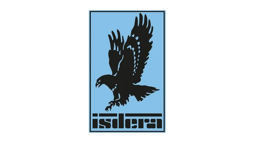 Логотип Isdera около 1982 года — н. в.: значок с орлом на голубом фоне