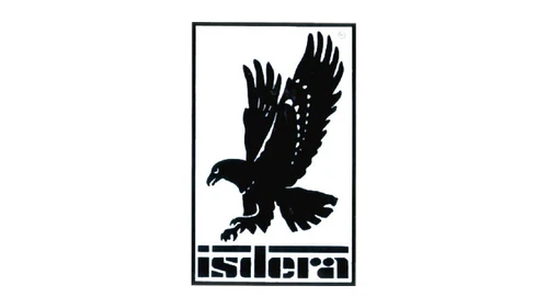 Логотип Isdera около 1982 года — н. в.: чёрный орёл на белом фоне в чёрной рамке