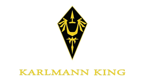 Логотип Karlmann King примерно с 2017 года: золотая эмблема с крыльями на чёрном ромбе