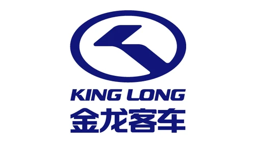 Логотип King Long 1988 года – н. в.: синий овал с буквой K над английским и китайским названиями