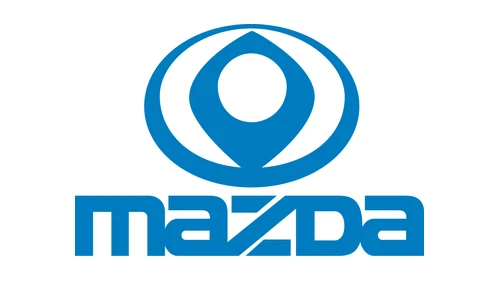 Логотип Mazda 1992 года: округлая эмблема в форме пламени в овале, сглаженная версия ромба