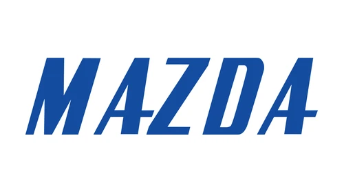 Логотип Mazda 1954 года: жирная наклонная надпись MAZDA заглавными буквами для экспорта