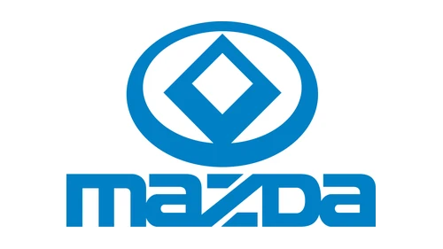 Логотип Mazda 1991 года: ромб в синем овале над надписью mazda