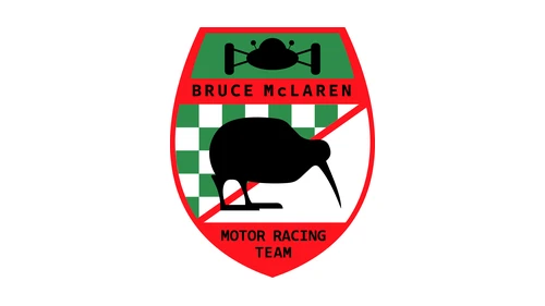 Первый логотип McLaren: герб Bruce McLaren Motor Racing Team 1960-х с киви и клетчатым полем