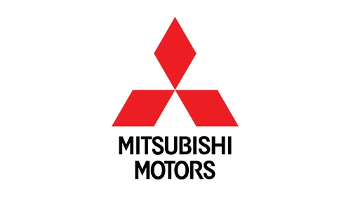 Логотип Mitsubishi Motors 1983–2017 годов: красные ромбы над чёрной надписью