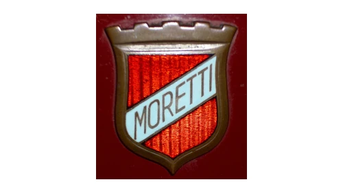 Логотип Moretti около 1925–1989 годов: щит с голубой лентой