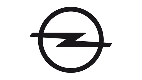 Чёрно-белый логотип Opel 2017 года: плоские кольцо и молния без надписи