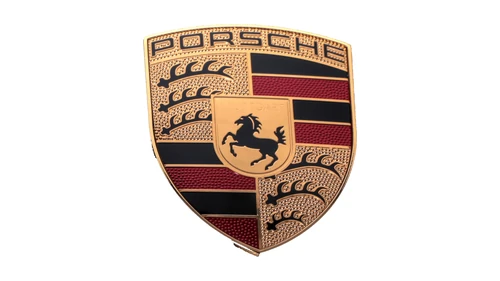 Логотип Porsche 2008 года с золотым фоном с насечкой
