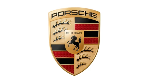 Новый логотип Porsche 2023 года с сотовыми красными полями
