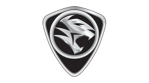 Логотип Proton 2016 года: крупная объёмная хромированная голова тигра в толстом серебристом кольце на чёрном щите