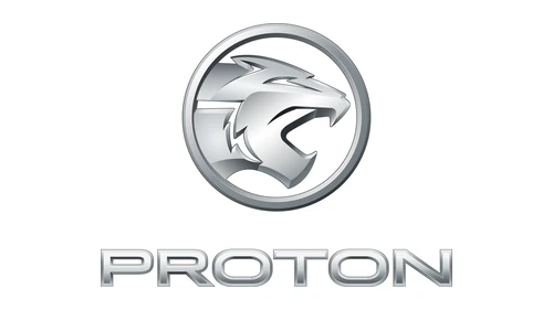 Нынешний логотип Proton: голова «выпущенного из клетки» малайского тигра в серебристом круге над надписью PROTON