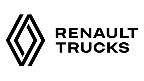 Логотип Renault Trucks с 2021 года: плоский ромб из линий и название в две строки