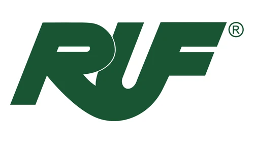 Логотип RUF с 1939 года: зелёная монограмма из букв R, U и F