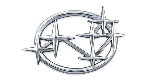 Первый логотип Subaru 1953 года: шесть серебряных звёзд, соединённых тонкими линиями, в простом овале