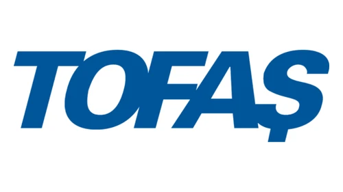 Логотип Tofaş около 1969–2008 годов: синяя курсивная надпись TOFAŞ