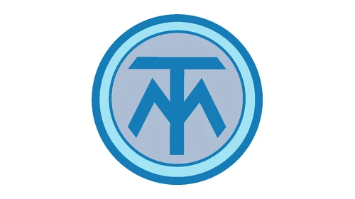 Логотип Turcat-Méry примерно 1899–1928 годов: синяя круглая эмблема с монограммой TM