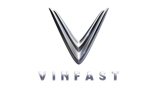 Эмблема и надпись VinFast: многослойная V над разреженными заглавными буквами VINFAST
