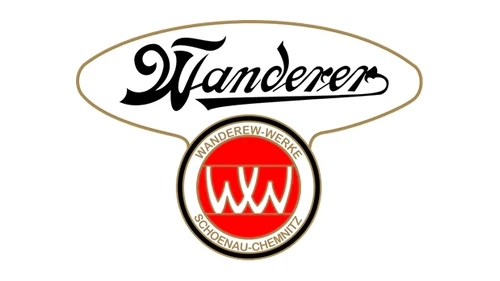 Логотип Wanderer примерно 1911–1920 годов: красный значок с двойной W и рукописной надписью