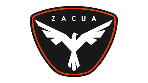 Логотип Zacua около 2017 года – н. в.: белая птица на чёрном щите