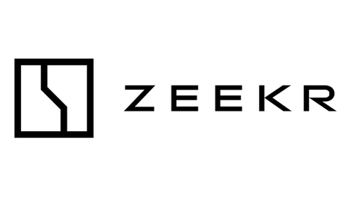 Логотип Zeekr с 2021 года по настоящее время: чёрный квадратный знак и надпись ZEEKR