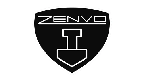 Логотип Zenvo примерно с 2011 года: плоский чёрный щит с белым контуром